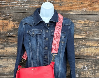Red Leather Handbag / Crossbody Bag