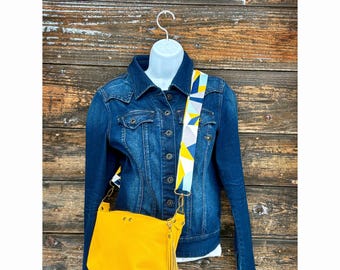 Yellow Leather Handbag / Crossbody Bag