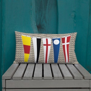 Custom Nautical Flag Zip Code Pillow: Personalized Home Decor