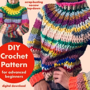 colourful chunky pullover crochet pattern image 1