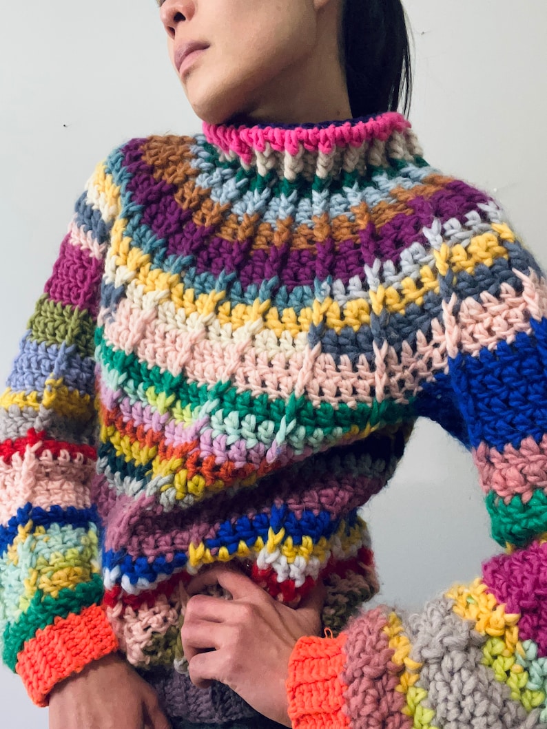 colourful chunky pullover crochet pattern image 6