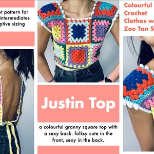 Granny square open-back summer top DIY crochet pattern image 6