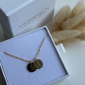 Personalized gold plate chain with 14 mm engraving pendant | personalized letter chain | engraved chain with letters | gift