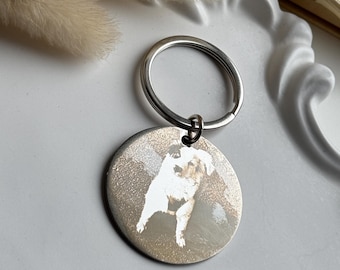 Personalized keychain with photo engraving | Dog/Cat photo | Pet portrait | with custom engraving | Gift idea