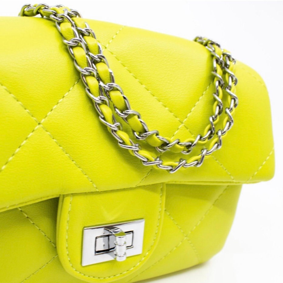 Mini Neon Orange Chain Flap Square Bag