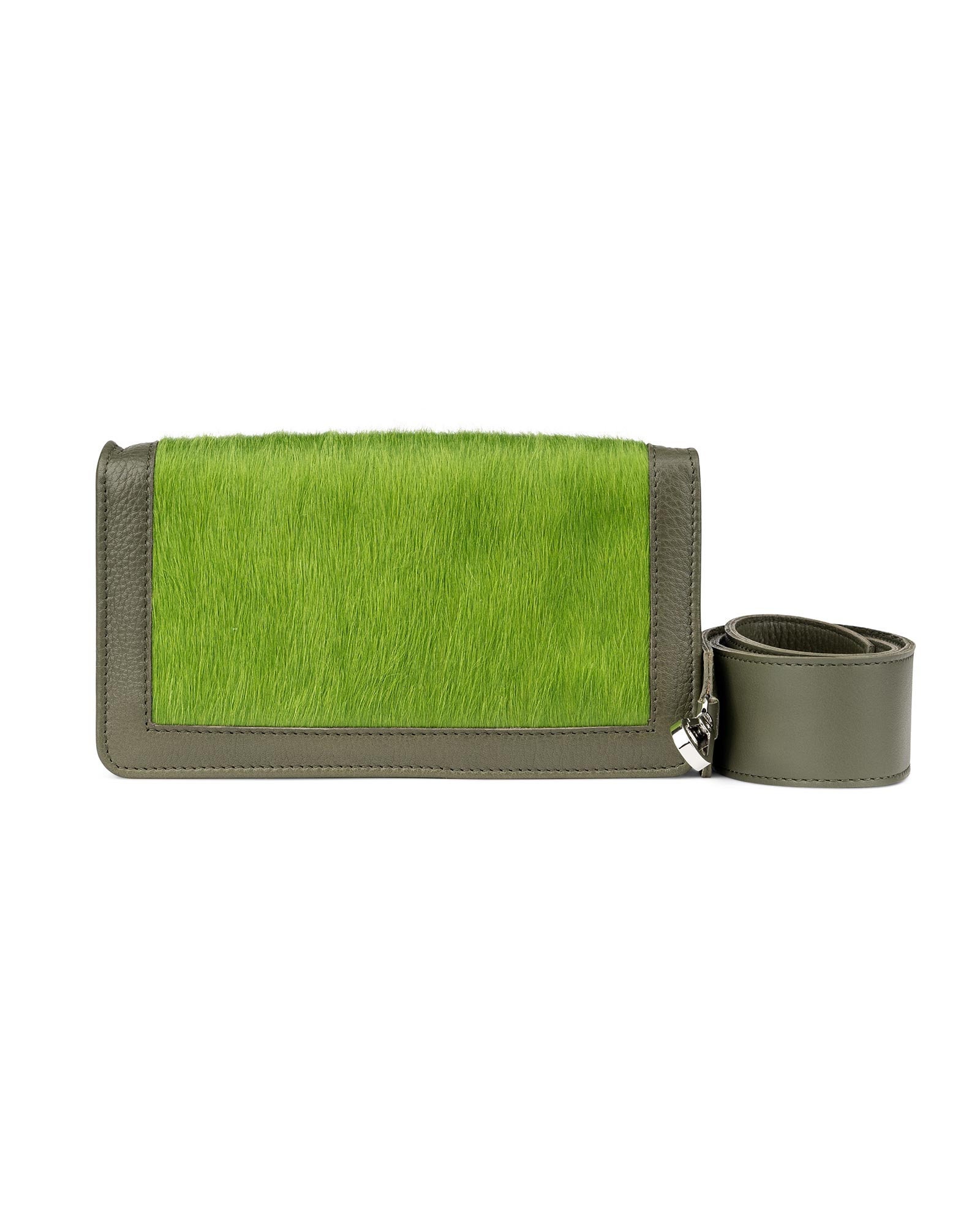 Clutch Bag Olive Green Genuine Leather Calfhair Purse Womens Etsy