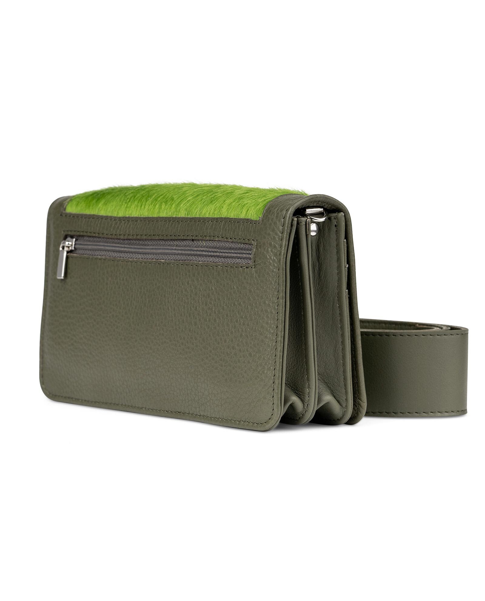 Clutch Bag Olive Green Genuine Leather Calfhair Purse Womens Etsy