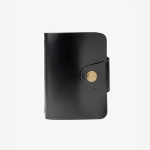 Cartera de tarjeta de crédito negra Tarjetero Monedero de cuero Cuero liso 20 ranuras Estuche para tarjetas de visita Organizador