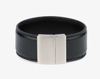 Black Leather Cuff Bracelet - Mens Leather Bracelet - Men Black Bracelet - Mens Bracelet - Black Leather Bracelet - Cuff Bracelet Men