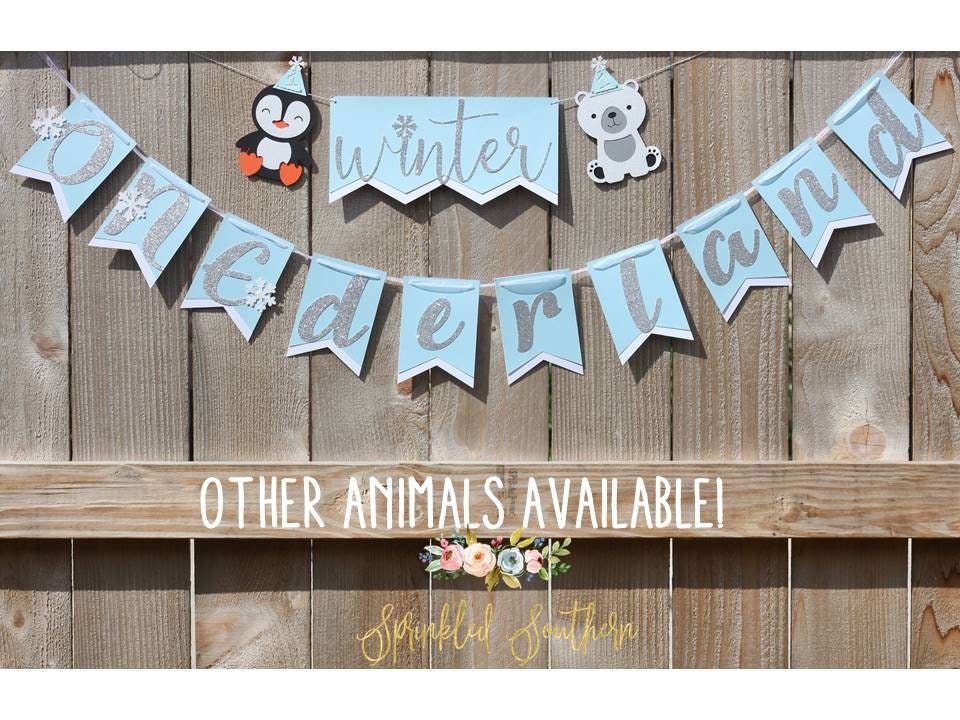 Winter ONEderland- Frozen Theme- Polar Bear and Penguin Banner for fi…