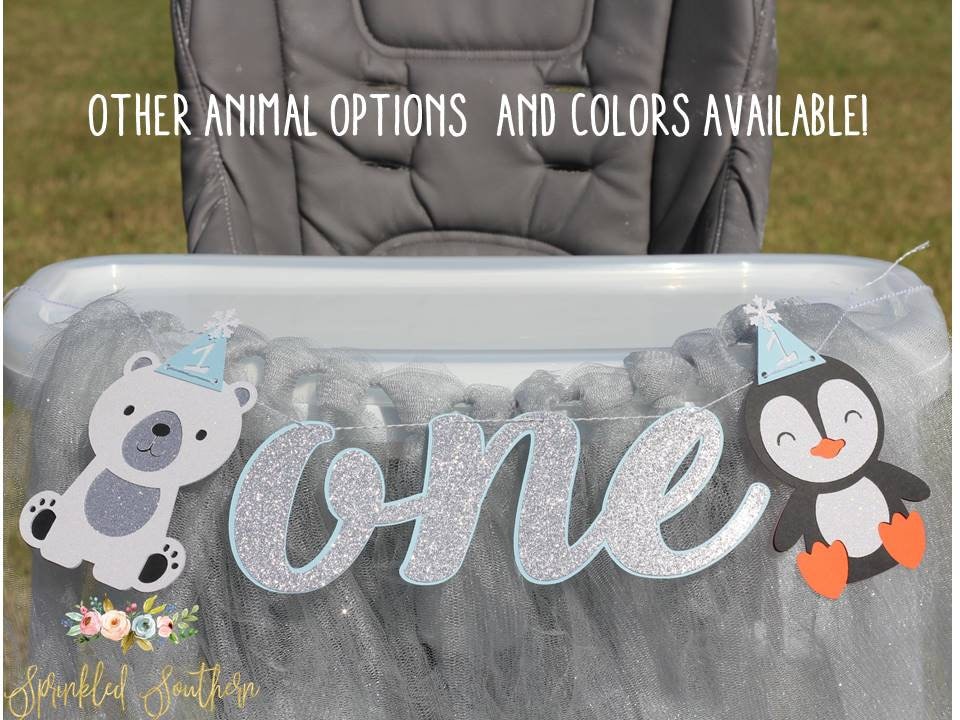 Winter Onederland- Frozen Theme- High Chair Banner for First Birthday…