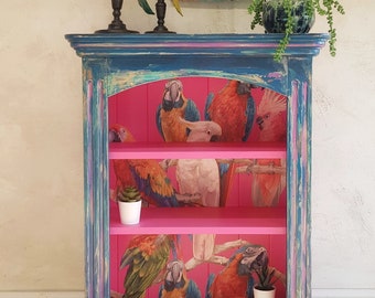 Custom Order -  Bookcases - Blue - Hand Painted - Bookcase - Display Cabinet - Bohemian Style - Tropical - Cabinets - Display Unit - SOLD!