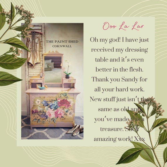 dressing table flower design flower vase on a dressing table Stock Photo
