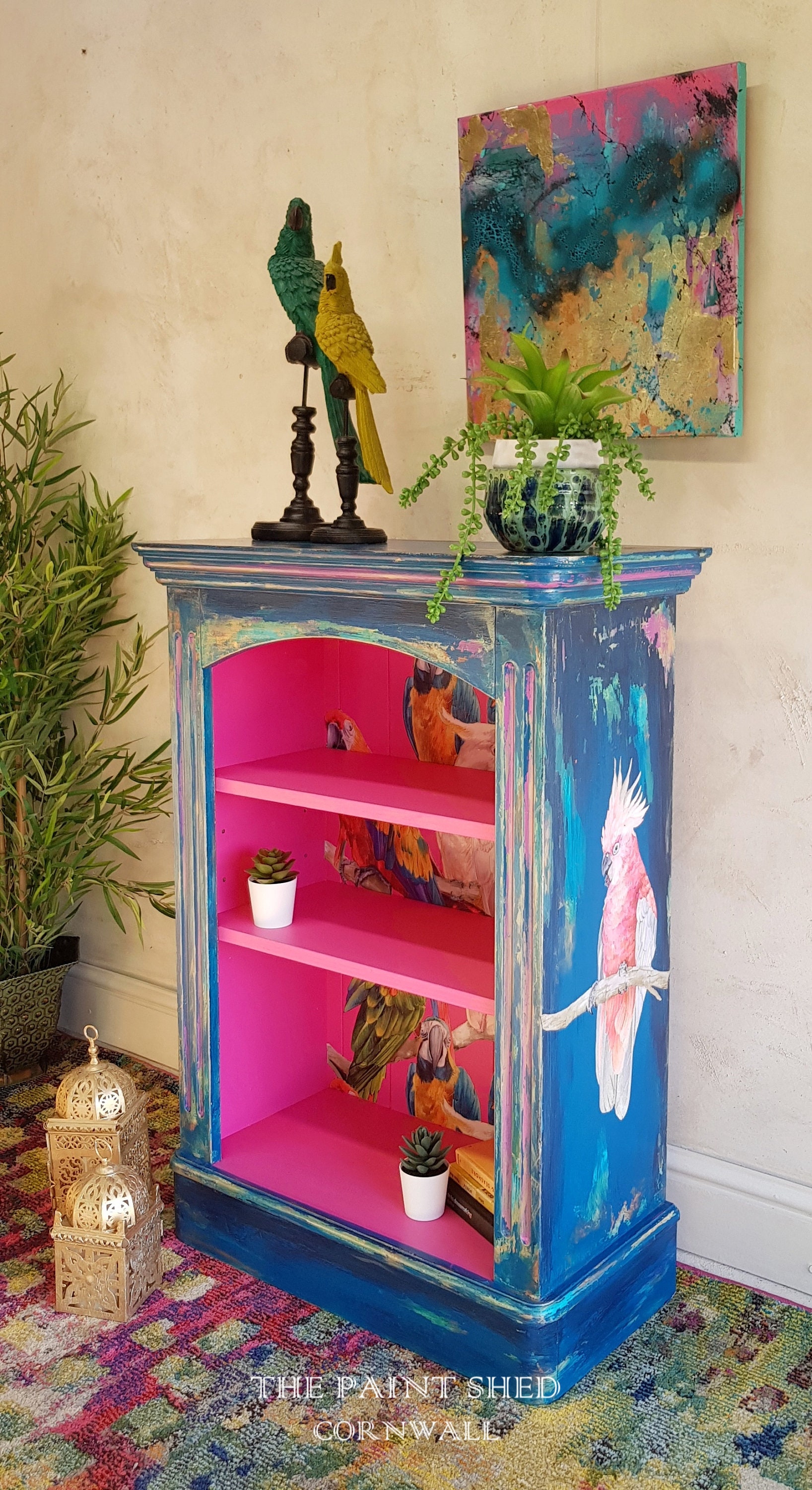 Custom Order Bookcases Blue Hand Painted Bookcase Etsy UK