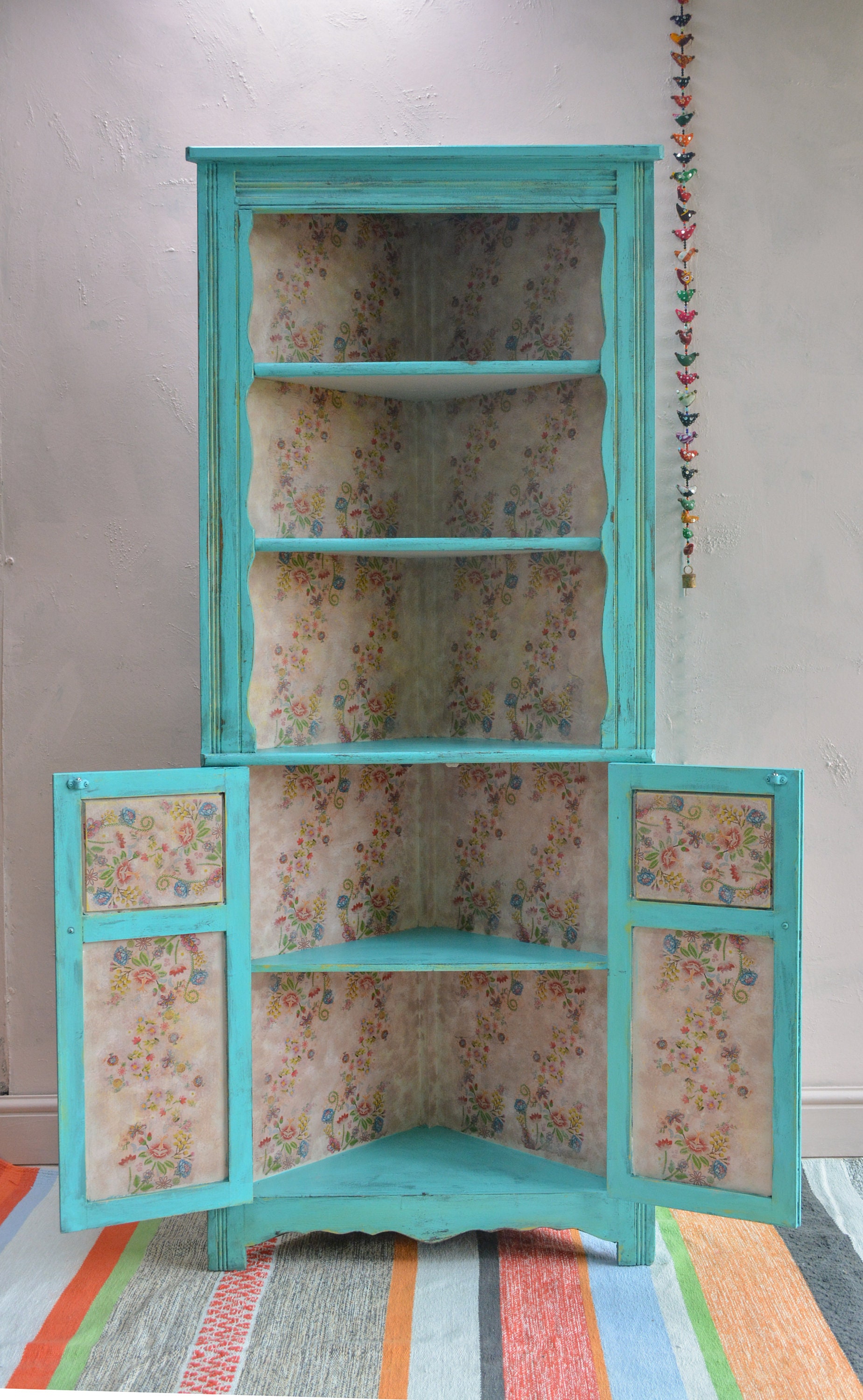 Turquoise corner cabinet deals