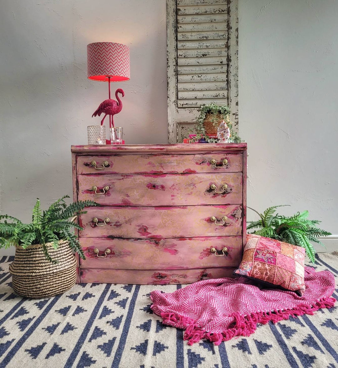 painted boho dresser Bespoke Commission Item - Pink Chest of Drawers, Quality Vintage, Hand Painted, Distressed, Boho, Farmhouse Furniture Color:Paradise Blue The cabinet body of N8335 Amazon.com: Baczoe Black Birthday