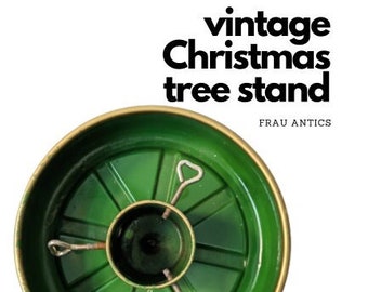 Vintage Christmas tree stand - Green enamel West German tree base - large metal Xmass tree holder - 24 cm / 9.45 in