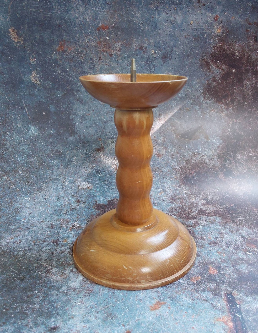 Candle Stick Holder Large Mid Century Modern Wood Candle Etsy
