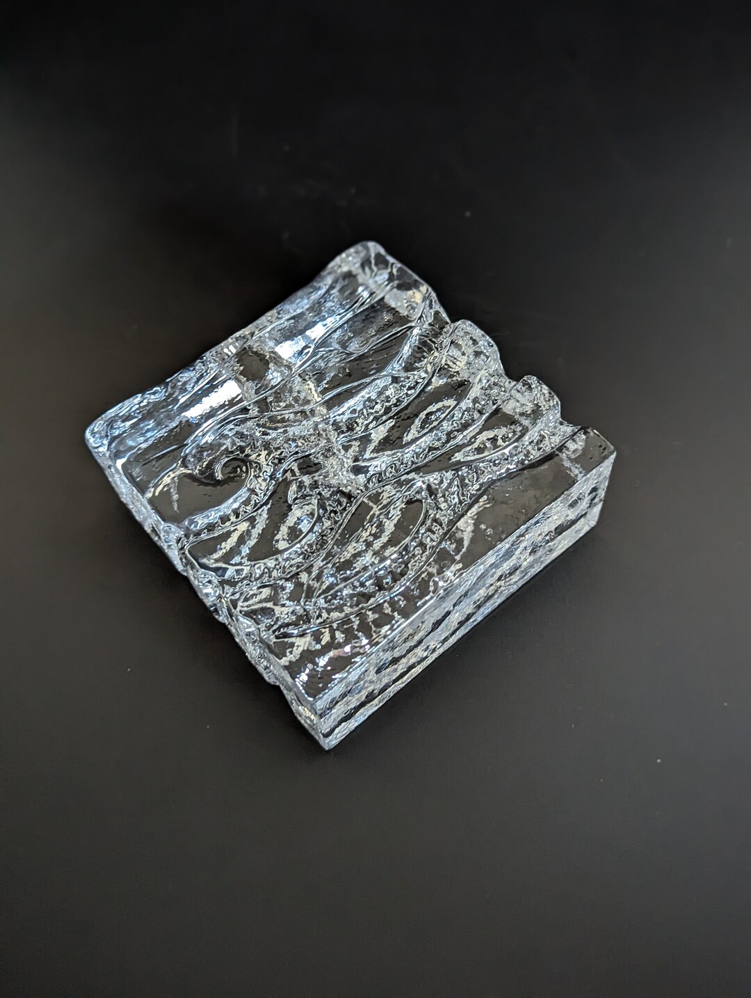 Vintage Bleach Crystal Bud Vase, German Block Crystal Vase With Waves