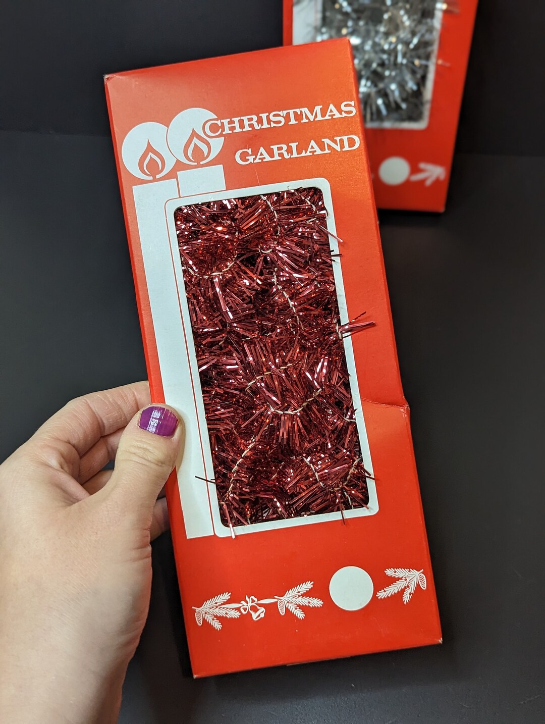 Vintage Tinsel Garland Christmas Garland Set of 2 Original Etsy