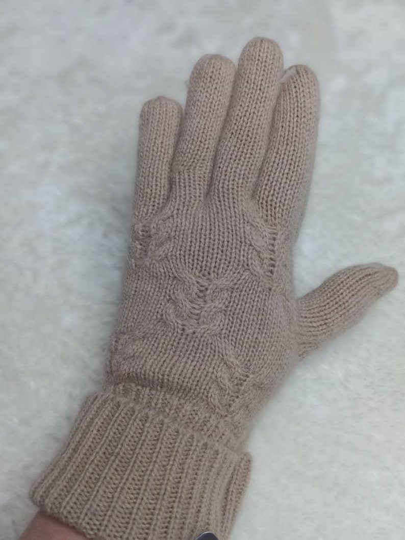 deadstock gloves elegant vintage knitted gloves lamb wool angora blend Wool mix 90s knitted gloves