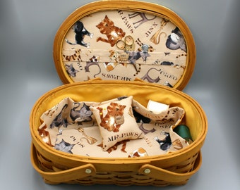SEWING BOX BASKET Large Oval & XL Rectangle 'COOL CATS' DESIGN SUPER QUALITY 