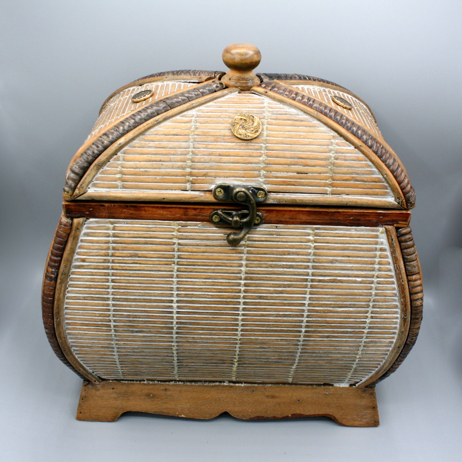 Large Sewing Treasure Chest Basket Box Upcycled Wooden Etsy