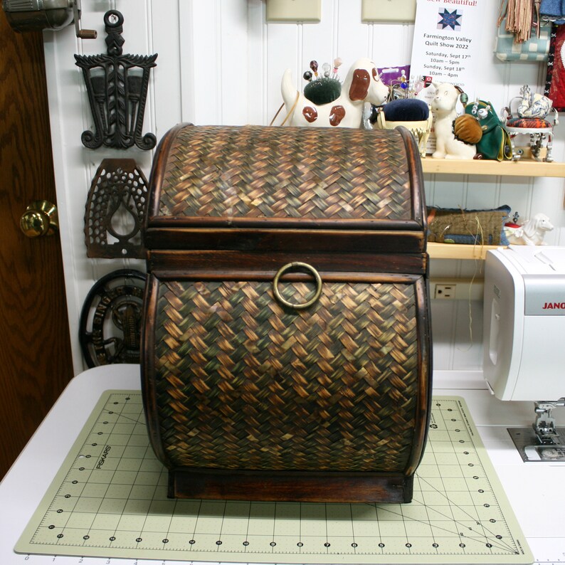 Large Sewing Treasure Chest Basket Box Upcycle 16x10x14.5 Etsy