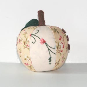 Apple Pincushion, Vintage Embroidery, Beaded Pin Cushion, Ornament, Decorative, Collectible, Gift for Quilter, Sewist, Crafter, Only 1 Left