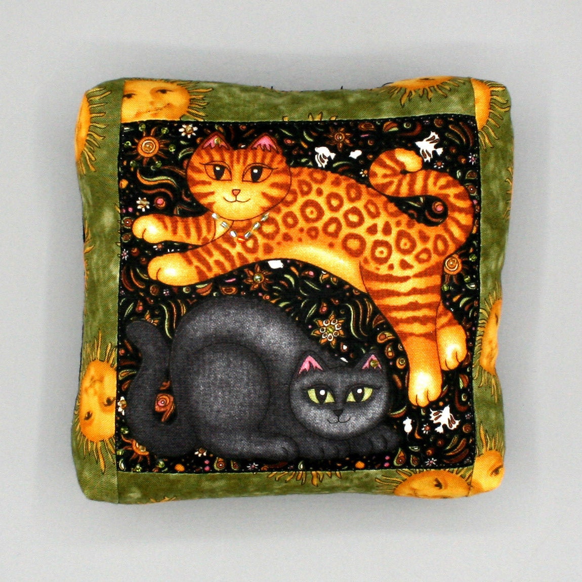 Two Cats Pincushion Handmade Kitten Pin Cushion Beaded Etsy