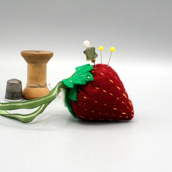 Handmade Strawberry Pincushion Pin Cushion Embroidered Etsy