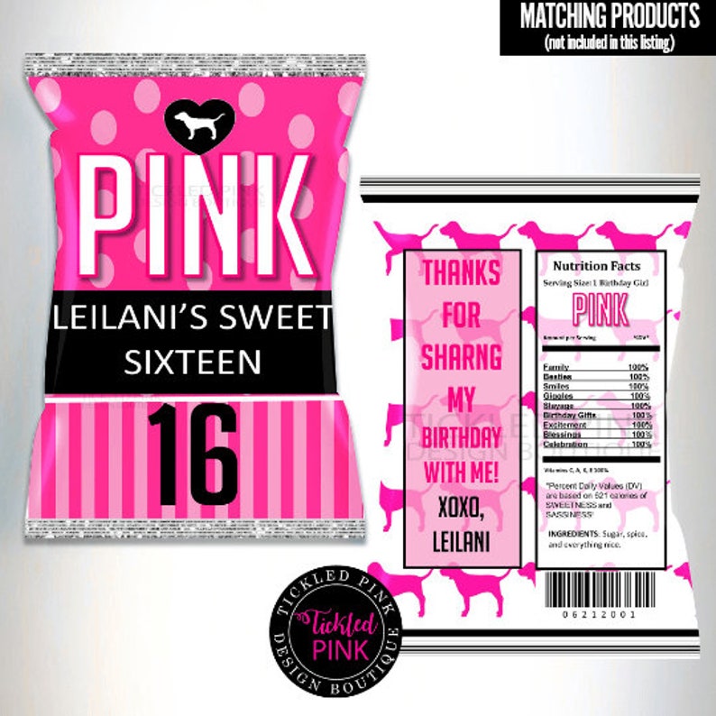 Victoria Secret Pink Party Gift Bag/Favor Bag Labels. VS