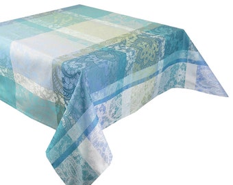 Hochwertiger gewebter Jacquard- Baumwollstoff "Mille Dentelles turquois" der Fa. Garnier-Thiebaut, Meterware, 180 cm breit, Preis je 50 cm