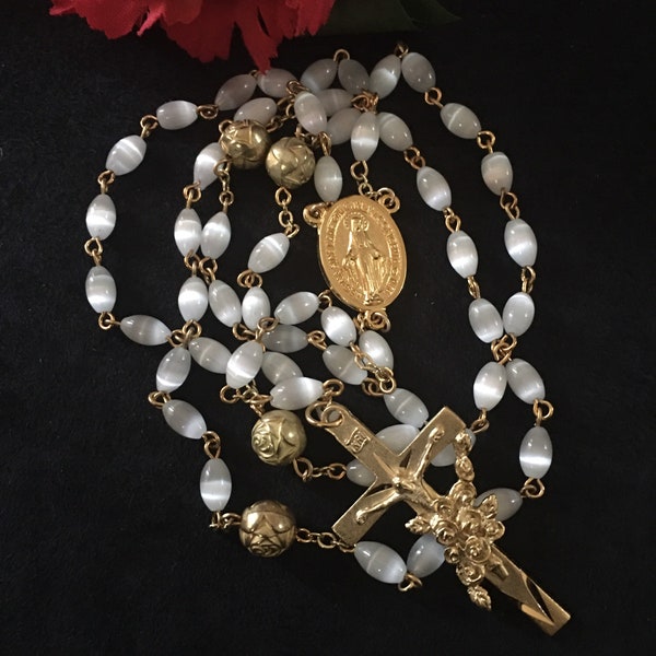 White & Gold Classic Rosary