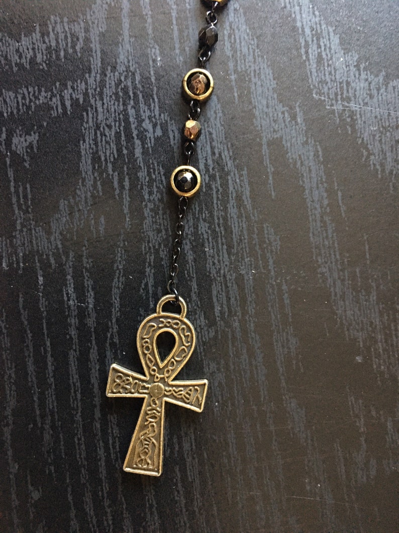 Black /& Bronze Ankh Y-Necklace