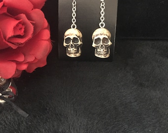 Large Dangle Skull Earrings