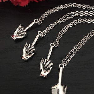 F*ck You! Tiny Middle Finger Necklace in Sterling Silver or