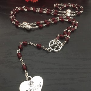 Blessed Be Pentacle Rosary Style Necklace Mini rosary pagan Wiccan rosary prayer beads ritual beads alter decor meditation beads pentagram