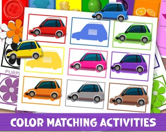Actividad imprimible para aprender colores para niños pequeños/Juego de clasificación de colores/Juego de combinación de colores/Actividad Montessori de colores para preescolares y educación en casa