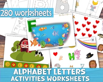 Buchstabe der Woche Arbeitsblätter zum Ausdrucken, Arbeitsblatt für Arbeitsblätter, buntes Alphabet, buntes Arbeitsheft, Stundenbuch für Kinder