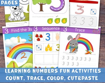 Preschool Learning Numbers and Counting Worksheets. Numbers 1-10 Practice Workbook. Tracing Numbers. Pre-k Homeschool