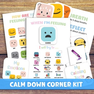 Calm Down Corner Kit for Kids. Printable Calm Down Emotions Cards and Posters. Educational Posters. Toddler and Preschool Printable