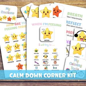 Kit Rincón de la Calma Estrella. Estrategias de calma para niños. Pósteres y herramientas de regulación emocional. Para niños pequeños y preescolares.