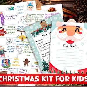 Kit di Natale per bambini. Schede attività dell'Avvento e modelli di lettere a Babbo Natale. Schede attività di Natale per bambini. Lettera di Natale "Caro Babbo Natale"