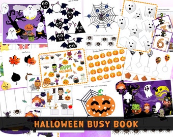 Halloween Busy Book Printable Toddler Learning Book Fall Quite Book Toddler Preschool Busy Binder Pre-K Learning Baby Learning Binder