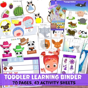 Toddler Learning Binder Printable Activities. First Learning Binder, Educational Printable, Fun Busy Book.