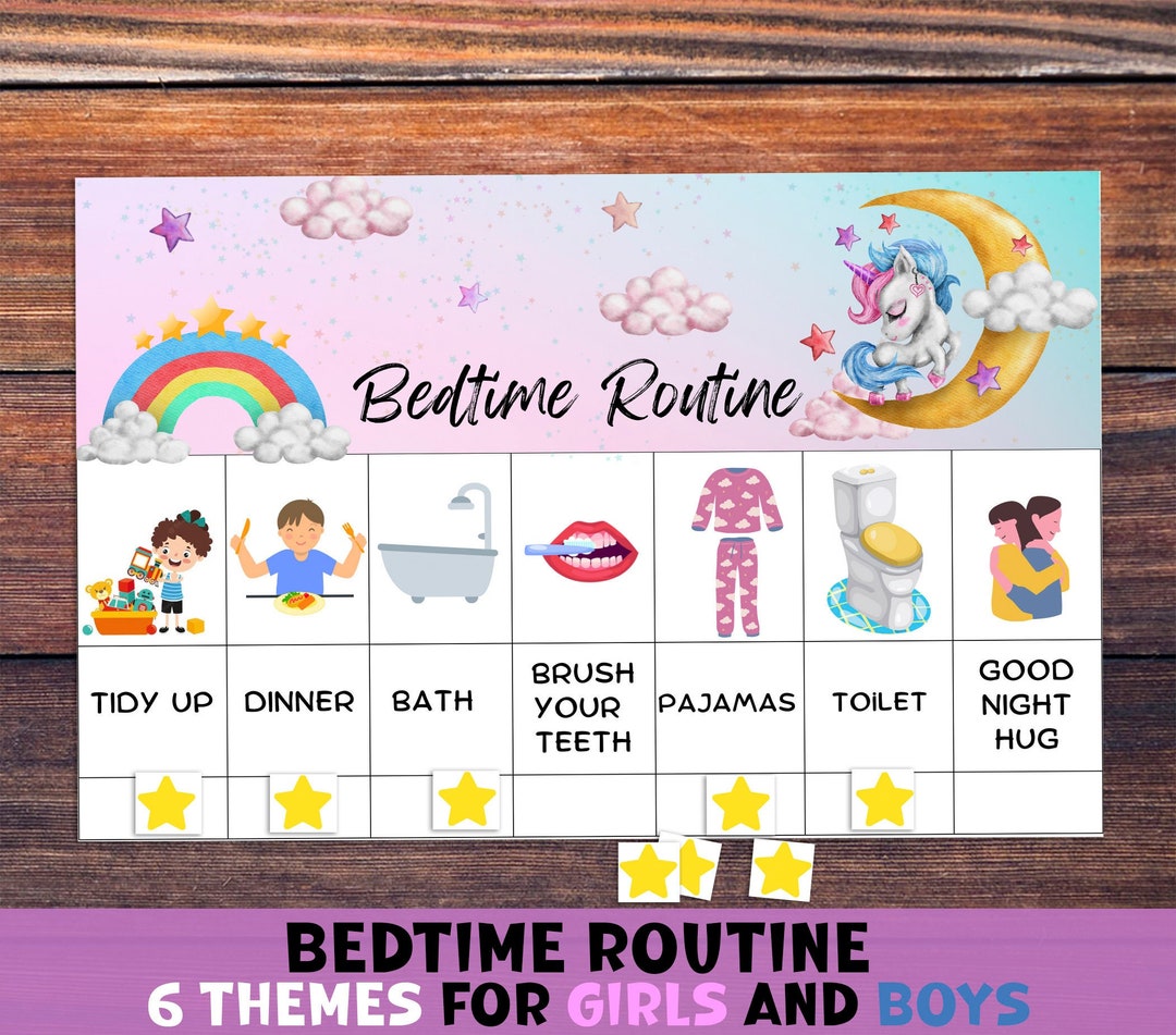 Unicorn Bed Time Routine Chart for Toddlers. Printable Chore - Etsy