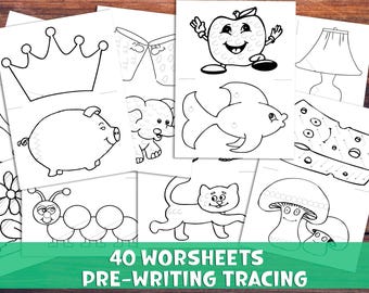 Pre-Writing Line Tracing Worksheets Bundle Printable. Fill in Tracing Practice. Toddler, Preschool, Handwriting, Fine Motor