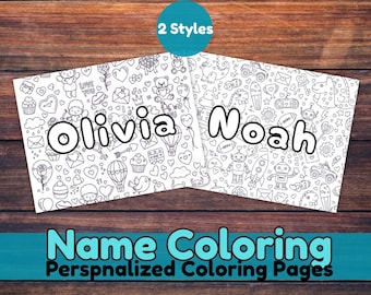 Página para colorear con nombre personalizado para niños / Hoja para colorear con nombre editable / Actividad personalizada para educación en casa / Preescolar y jardín de infantes