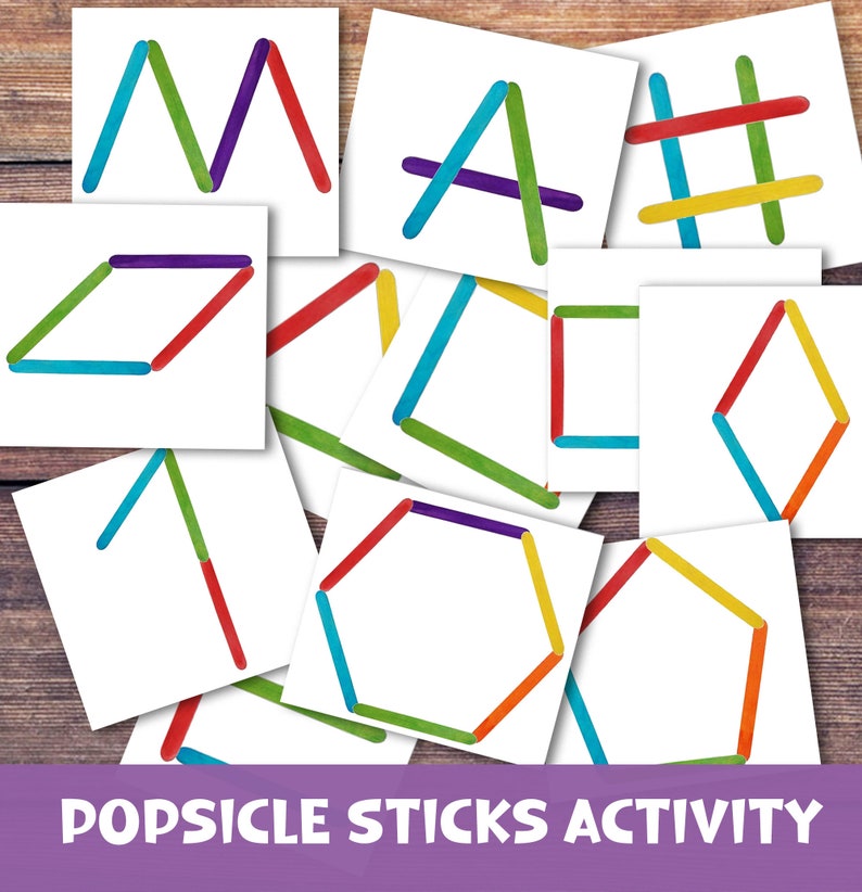 Popsicle Sticks Shapes Cards Popsicle Sticks Activity for Toddlers Popsicle Sticks Shapes Cards Popsicle Sticks Activity for Toddlers